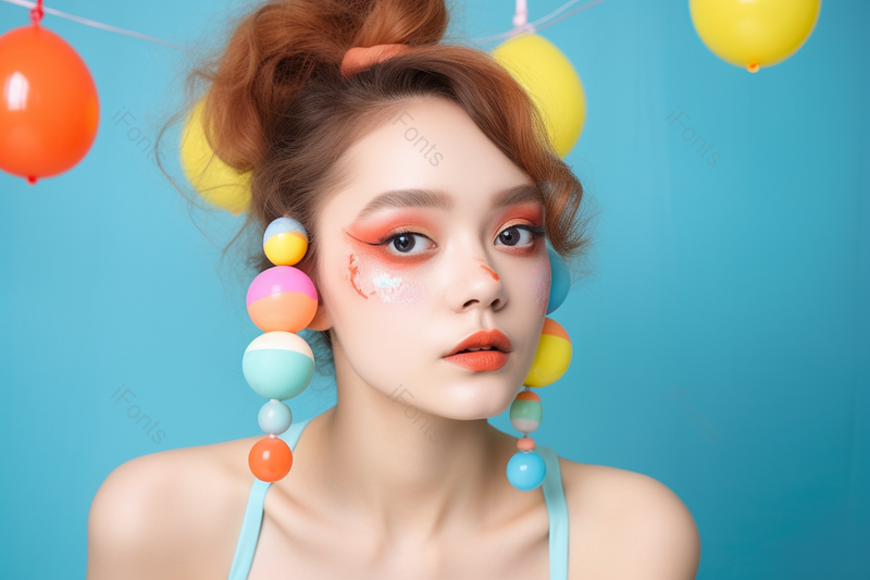 夏天美妆时尚模特少女清新青春彩妆特写摄影图,高清,摄影图,摄影图片,图片大全,摄影图免费下载